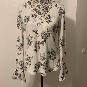 White House Black Market Floral Flutter Top